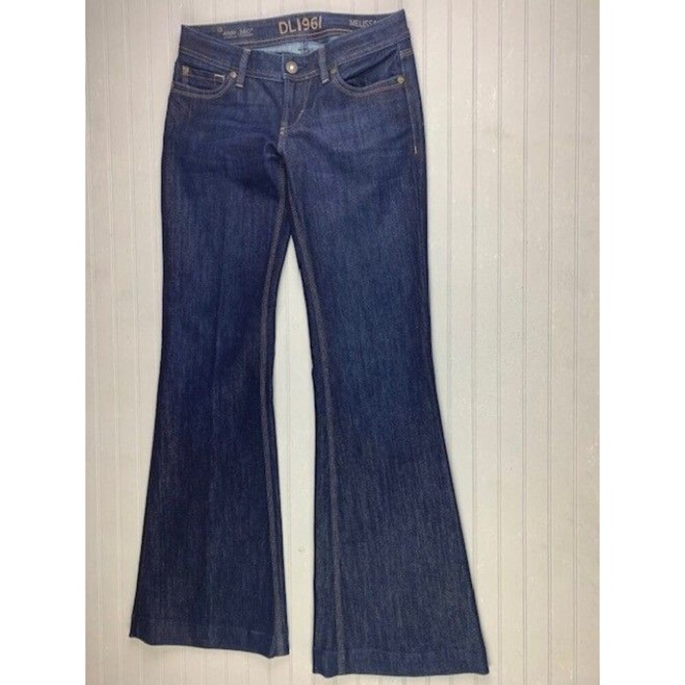 DL1961 Size 26 Womens Jeans Melissa Wide Leg Stretch Low Rise Dark Wash